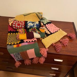 Honey Bea Handmade patchwork knit blanket scarf
